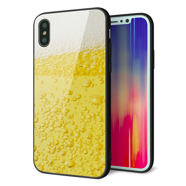 iPhone X 強化ガラス＆TPUスマホケース ガラプリ【450 生ビール】