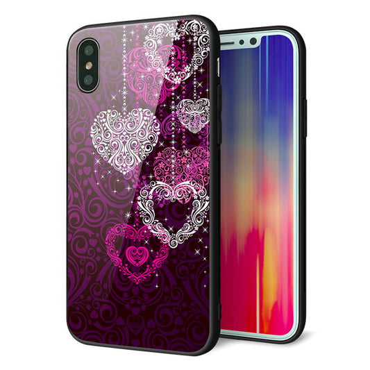 iPhone X 強化ガラス&TPUスマホケース ガラプリ【468 ハートのシャンデリア】