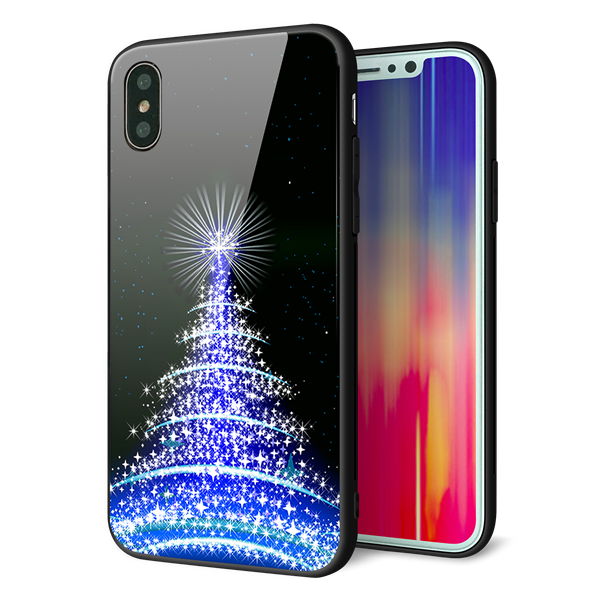 iPhone X 強化ガラス&TPUスマホケース ガラプリ【589 ブルーライトツリー】
