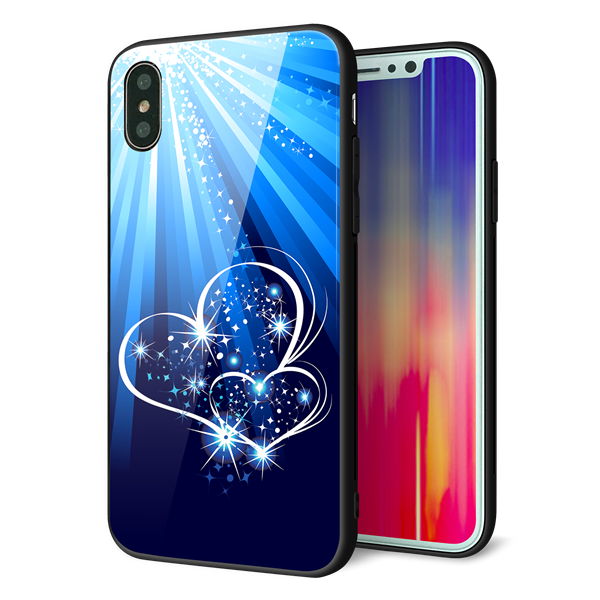 iPhone X 強化ガラス&TPUスマホケース ガラプリ【702 スイミングハート】