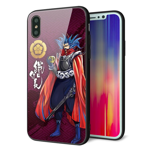 iPhone X 強化ガラス&TPUスマホケース ガラプリ【AB808 織田信長 イラストと家紋】