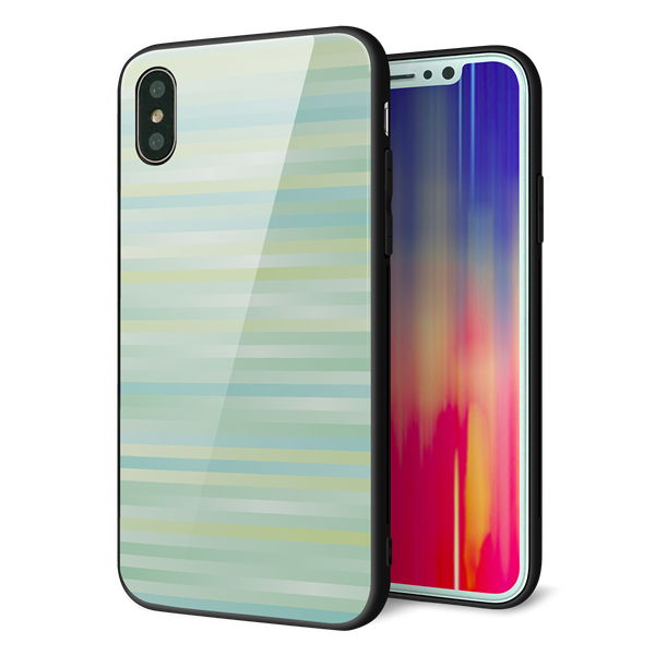 iPhone X 強化ガラス&TPUスマホケース ガラプリ【IB908 グラデーションボーダー_グリーン】