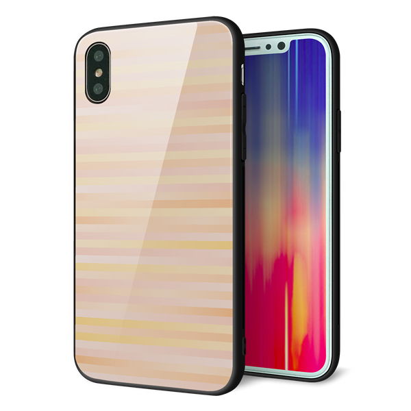 iPhone X 強化ガラス&TPUスマホケース ガラプリ【IB909 グラデーションボーダー_オレンジ】