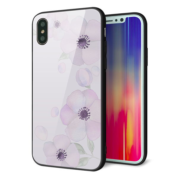 iPhone X 強化ガラス&TPUスマホケース ガラプリ【SC950 ドゥ・フルール(パウダーバイオレット)】