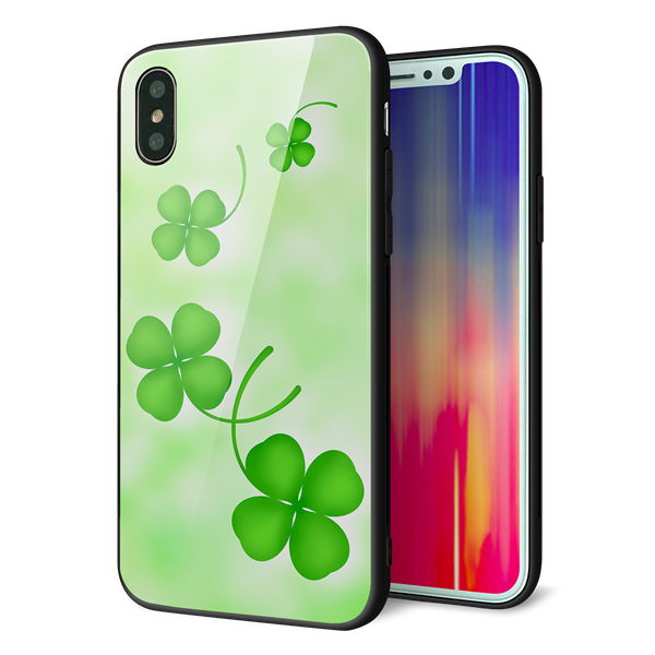 iPhone X 強化ガラス&TPUスマホケース ガラプリ【VA819 まいおりる幸運】