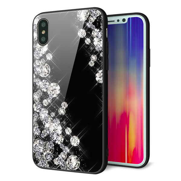 iPhone X 強化ガラス&TPUスマホケース ガラプリ【VA871 ダイヤモンドフレーム】