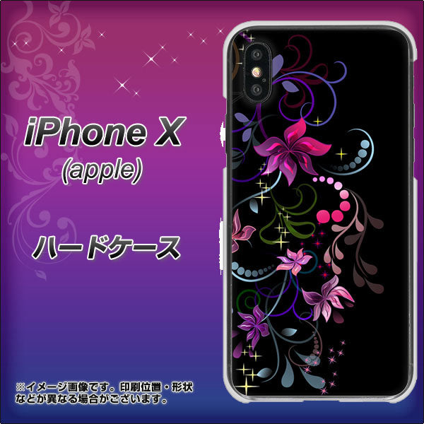 iPhone X 高画質仕上げ 背面印刷 ハードケース【263 闇に浮かぶ華】