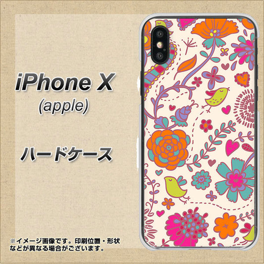 iPhone X 高画質仕上げ 背面印刷 ハードケース【323 小鳥と花】