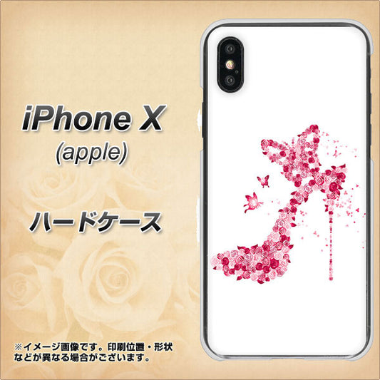 iPhone X 高画質仕上げ 背面印刷 ハードケース【387 薔薇のハイヒール】