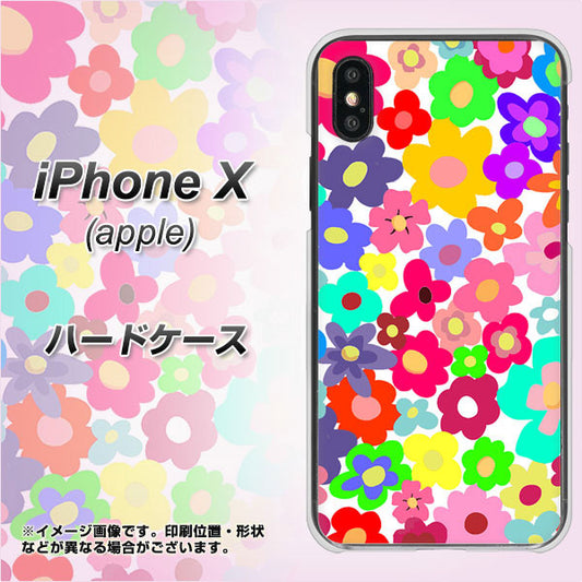 iPhone X 高画質仕上げ 背面印刷 ハードケース【782 春のルーズフラワーWH】