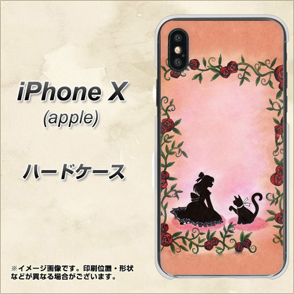 iPhone X 高画質仕上げ 背面印刷 ハードケース【1096 お姫様とネコ(カラー)】