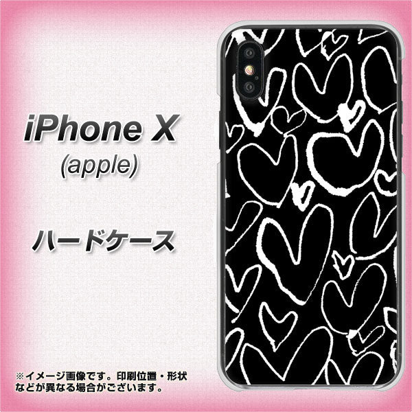 iPhone X 高画質仕上げ 背面印刷 ハードケース【1124 ハート BK&WH】