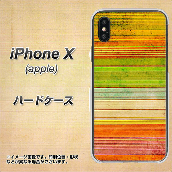 iPhone X 高画質仕上げ 背面印刷 ハードケース【1324 ビンテージボーダー(色彩)】
