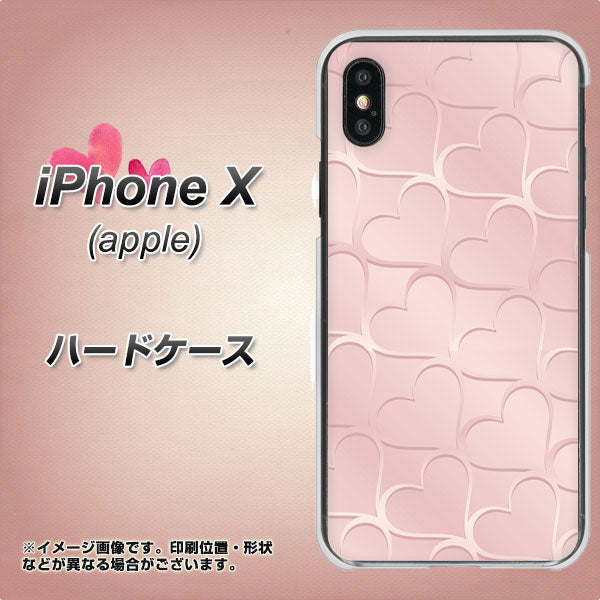 iPhone X 高画質仕上げ 背面印刷 ハードケース【1340 かくれハート(ローズピンク)】