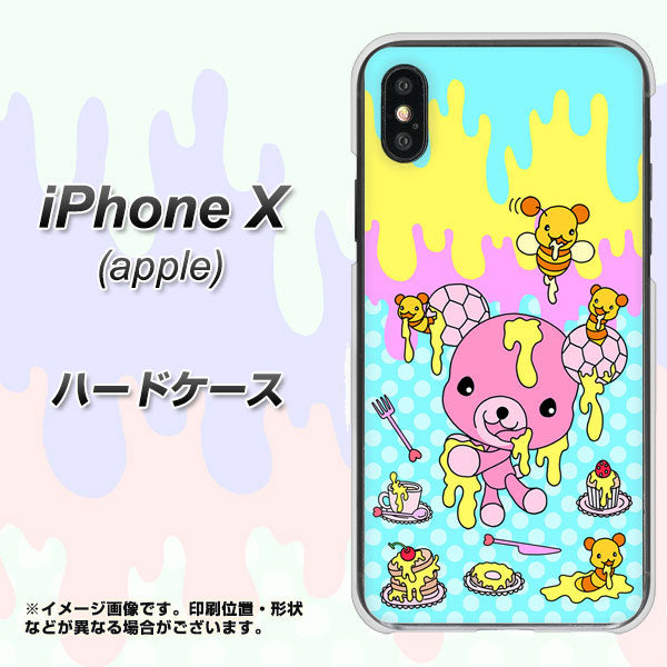 iPhone X 高画質仕上げ 背面印刷 ハードケース【AG821 ハニベア(水玉水色)】