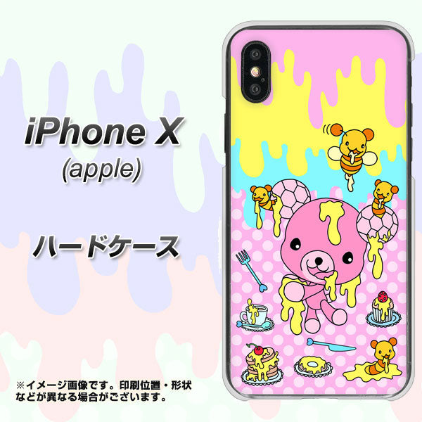 iPhone X 高画質仕上げ 背面印刷 ハードケース【AG822 ハニベア(水玉ピンク)】