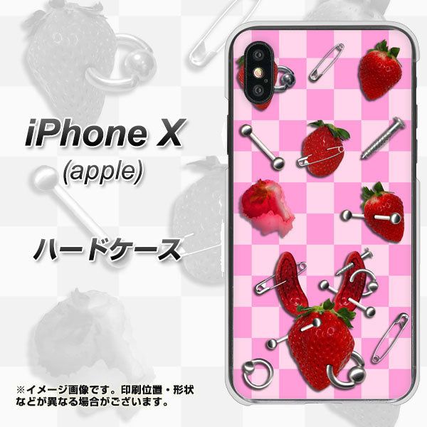iPhone X 高画質仕上げ 背面印刷 ハードケース【AG832 苺パンク(ピンク)】