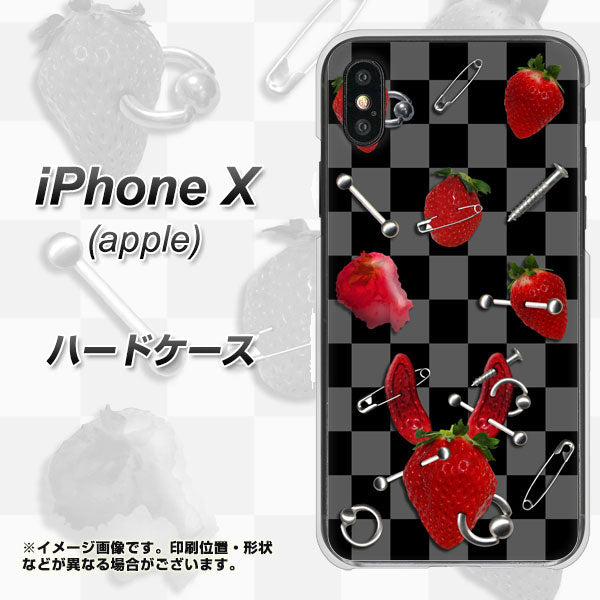 iPhone X 高画質仕上げ 背面印刷 ハードケース【AG833 苺パンク(黒)】