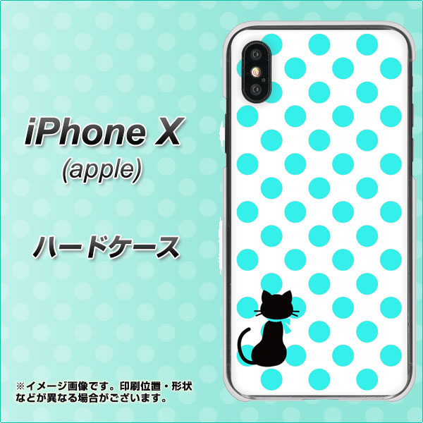 iPhone X 高画質仕上げ 背面印刷 ハードケース【EK809 ネコとシンプル ライトブルー】