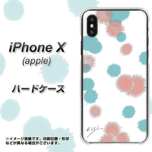 iPhone X 高画質仕上げ 背面印刷 ハードケース【OE834 滴 水色×ピンク】