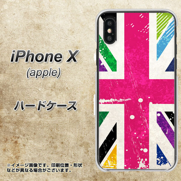 iPhone X 高画質仕上げ 背面印刷 ハードケース【SC806 ユニオンジャック ピンクビンテージ】