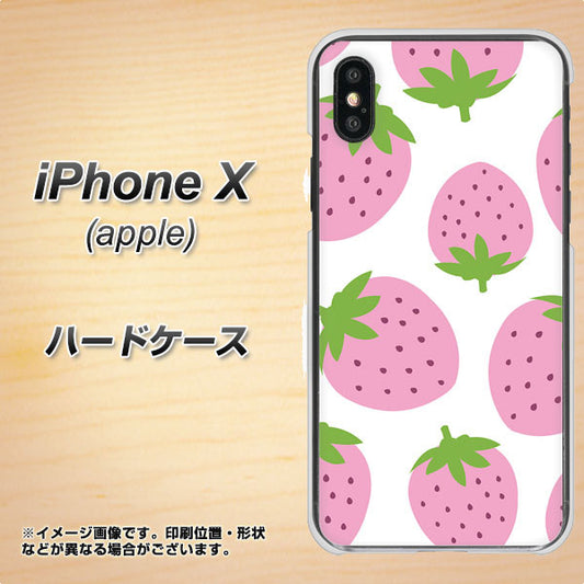 iPhone X 高画質仕上げ 背面印刷 ハードケース【SC816 大きいイチゴ模様 ピンク】