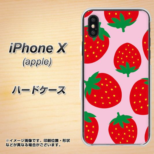 iPhone X 高画質仕上げ 背面印刷 ハードケース【SC820 大きいイチゴ模様レッドとピンク】