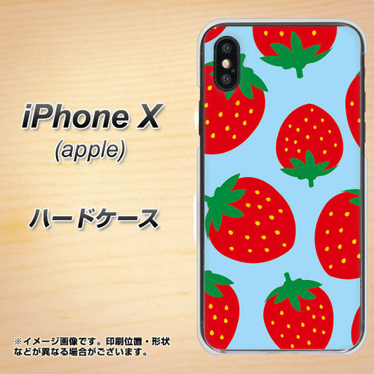 iPhone X 高画質仕上げ 背面印刷 ハードケース【SC821 大きいイチゴ模様レッドとブルー】
