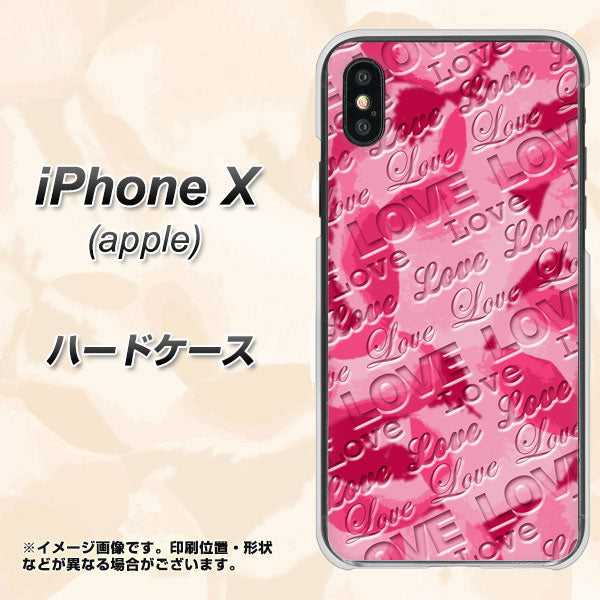iPhone X 高画質仕上げ 背面印刷 ハードケース【SC845 フラワーヴェルニLOVE濃いピンク(ローズアンディアン)】