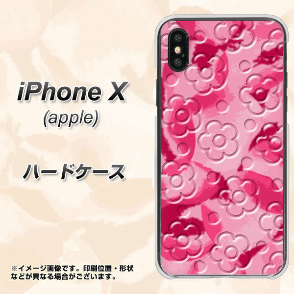 iPhone X 高画質仕上げ 背面印刷 ハードケース【SC847 フラワーヴェルニ花濃いピンク(ローズアンディアン)】