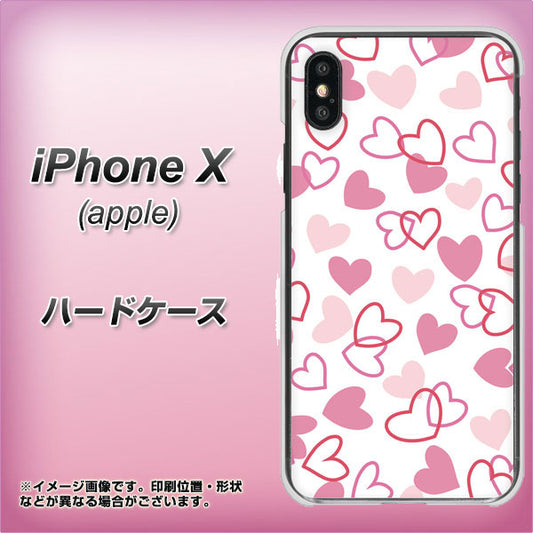 iPhone X 高画質仕上げ 背面印刷 ハードケース【VA929 ハートがいっぱい ピンク】