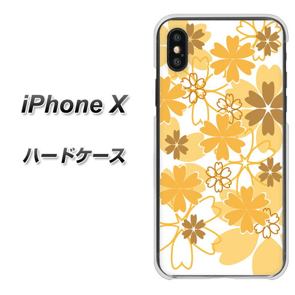 iPhone X 高画質仕上げ 背面印刷 ハードケース【VA959 重なり合う花 オレンジ】
