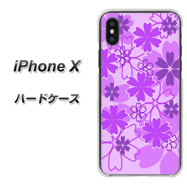 iPhone X 高画質仕上げ 背面印刷 ハードケース【VA960 重なり合う花 パープル】