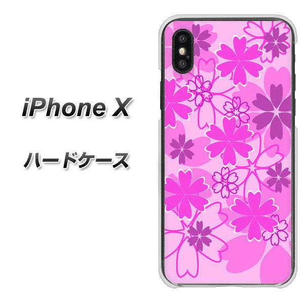 iPhone X 高画質仕上げ 背面印刷 ハードケース【VA961 重なり合う花 ピンク】