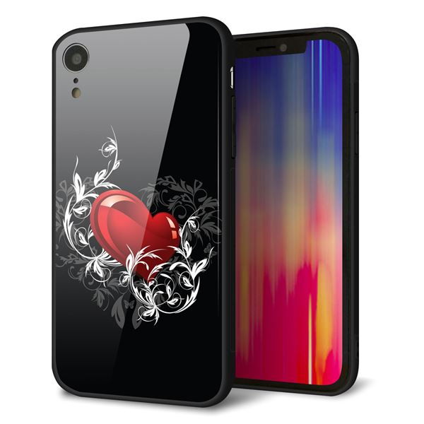 iPhone XR 強化ガラス&TPUスマホケース ガラプリ【032 クリスタルハート】