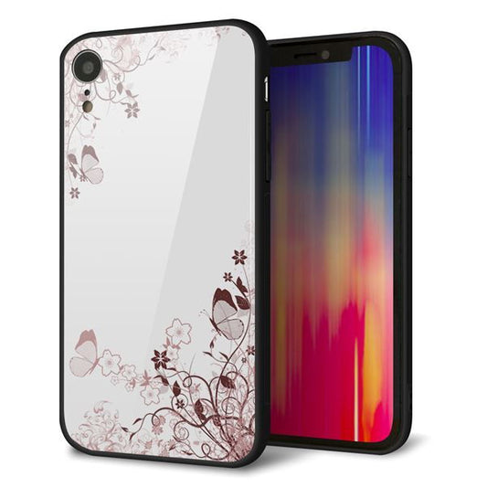 iPhone XR 強化ガラス＆TPUスマホケース ガラプリ【142 桔梗と桜と蝶】