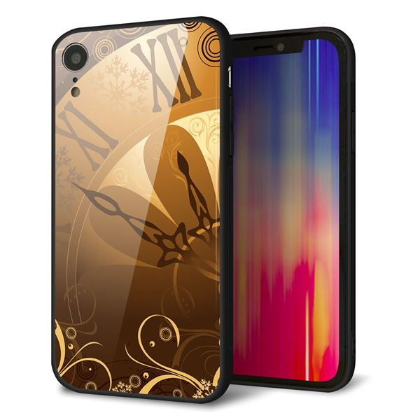 iPhone XR 強化ガラス&TPUスマホケース ガラプリ【185 時を刻む針】