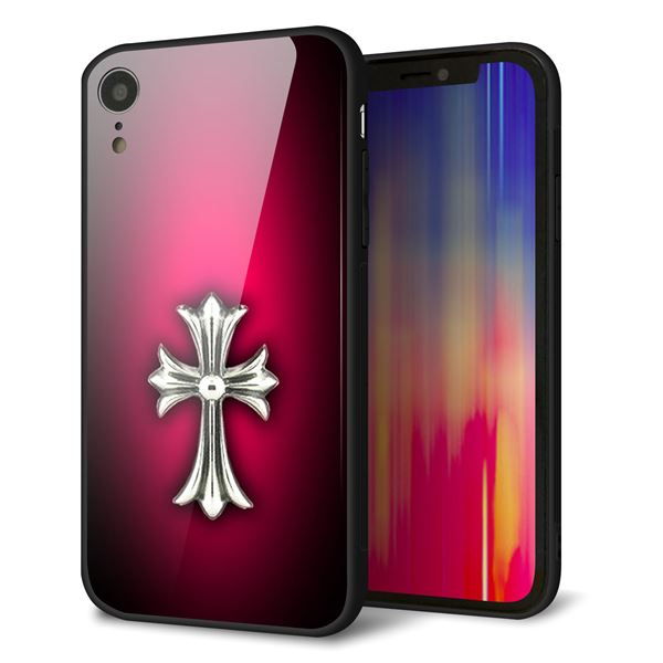 iPhone XR 強化ガラス&TPUスマホケース ガラプリ【249 クロスレッド】