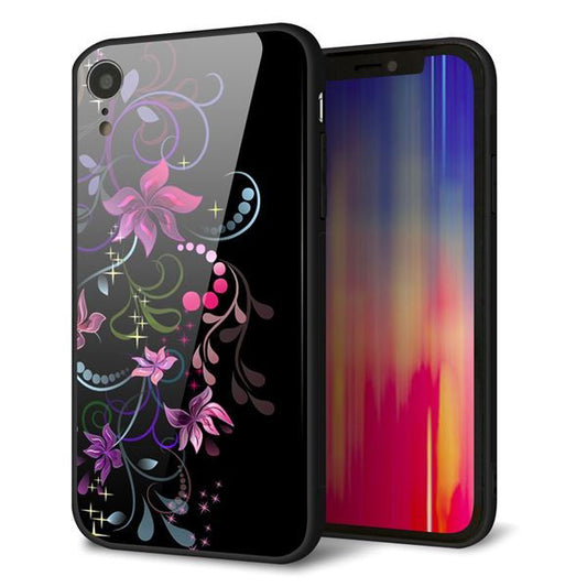 iPhone XR 強化ガラス&TPUスマホケース ガラプリ【263 闇に浮かぶ華】
