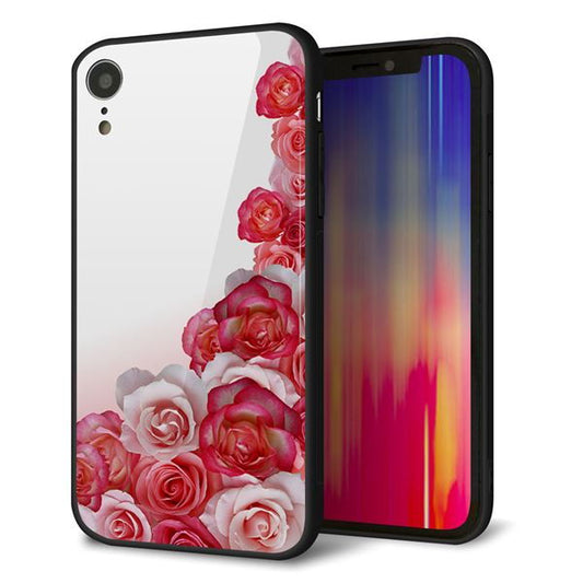 iPhone XR 強化ガラス＆TPUスマホケース ガラプリ【299 薔薇の壁】