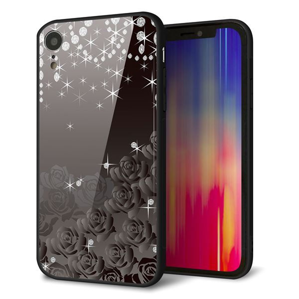 iPhone XR 強化ガラス&TPUスマホケース ガラプリ【327 薔薇とダイヤモンド】