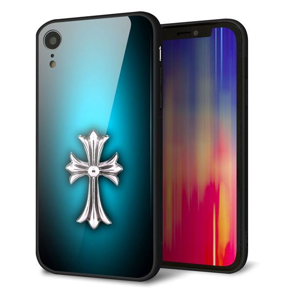 iPhone XR 強化ガラス&TPUスマホケース ガラプリ【334 クロスブルー】