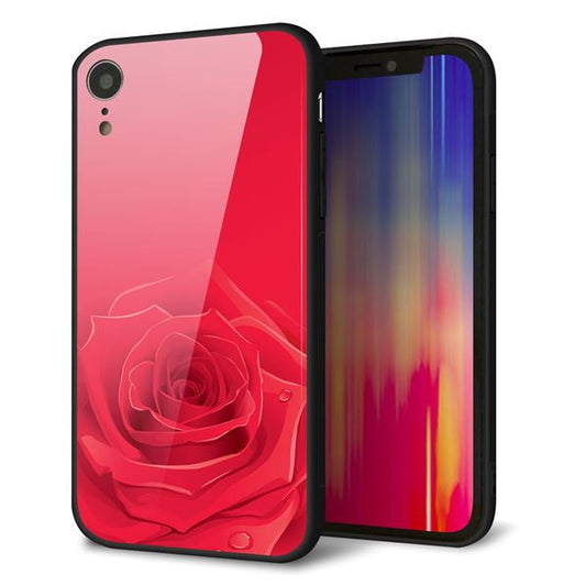 iPhone XR 強化ガラス&TPUスマホケース ガラプリ【395 赤いバラ】