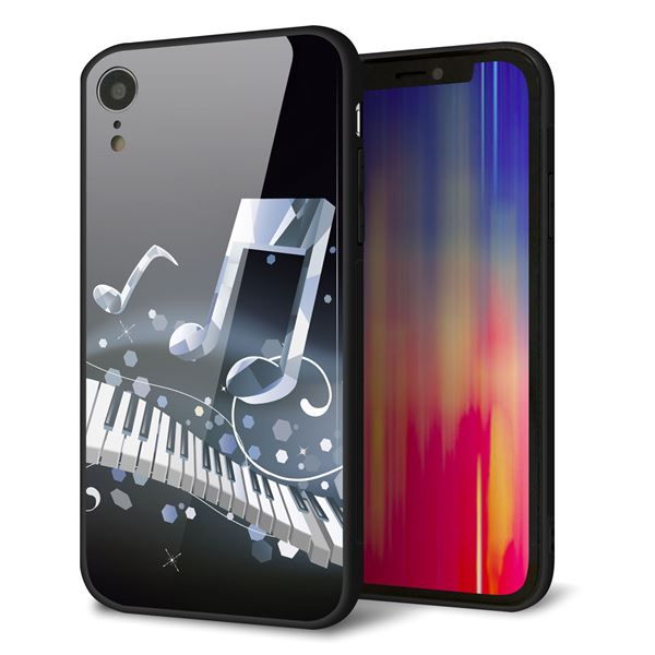 iPhone XR 強化ガラス&TPUスマホケース ガラプリ【575 鍵盤に踊る音】