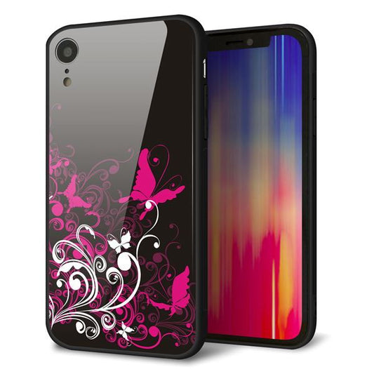 iPhone XR 強化ガラス&TPUスマホケース ガラプリ【585 闇に舞う蝶】