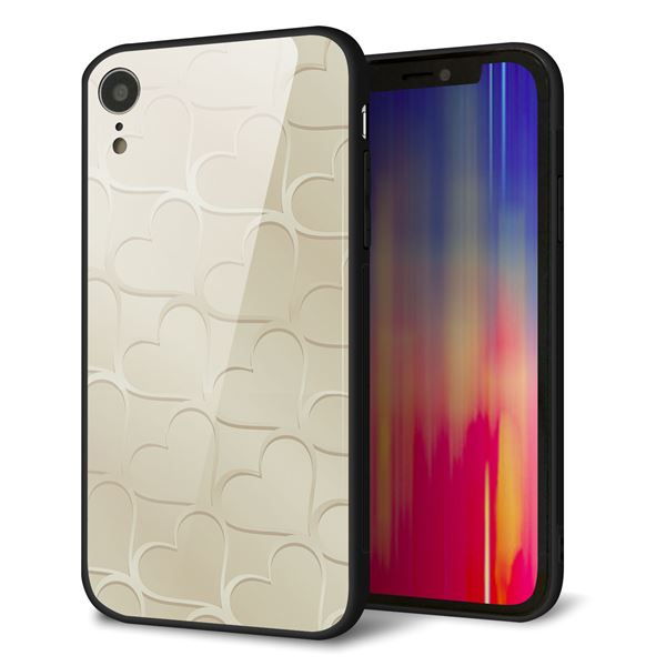 iPhone XR 強化ガラス&TPUスマホケース ガラプリ【630 かくれハート】