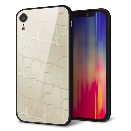 iPhone XR 強化ガラス&TPUスマホケース ガラプリ【630 かくれハート】