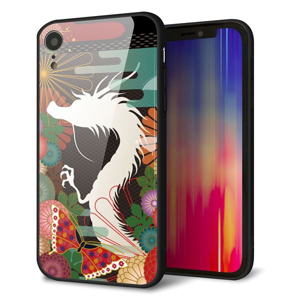 iPhone XR 強化ガラス&TPUスマホケース ガラプリ【635 白龍】
