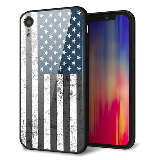 iPhone XR 強化ガラス&TPUスマホケース ガラプリ【EK864 アメリカンフラッグビンテージ】