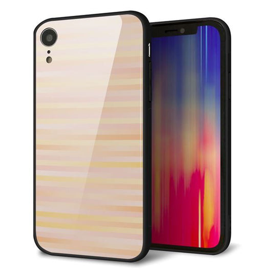 iPhone XR 強化ガラス&TPUスマホケース ガラプリ【IB909 グラデーションボーダー_オレンジ】
